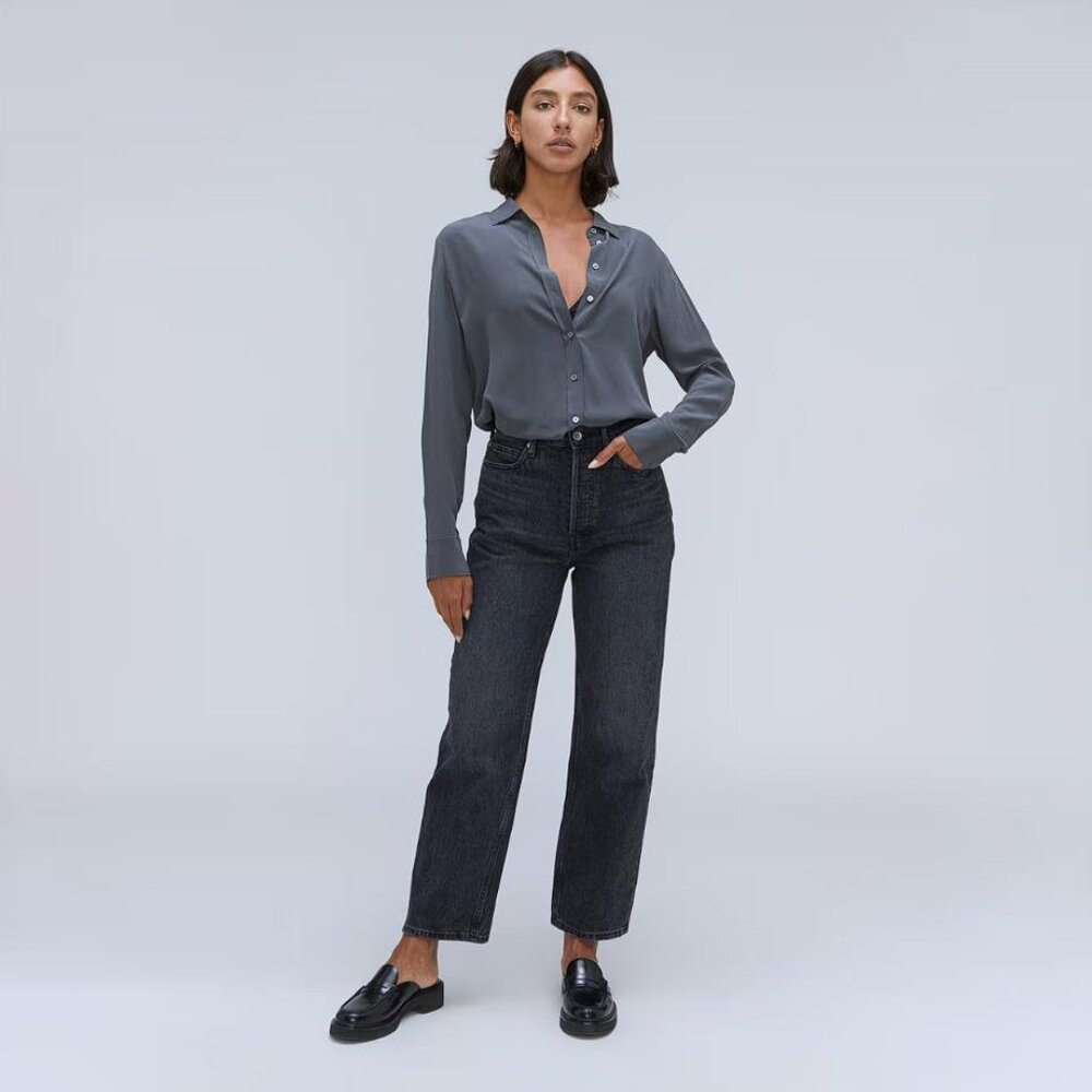 EVERLANE Women's The Rigid Way-High Jean Size 28 In Worn-In Black